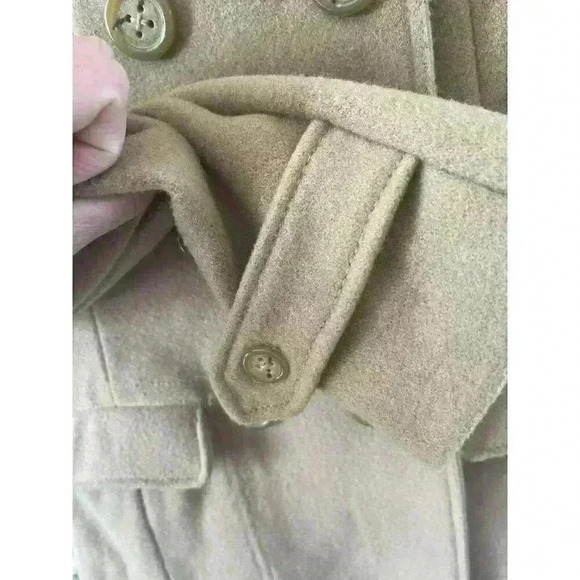 American Eagle Coat Women's Size Small Tan Wool Blend Pea Jacket hooded linedAEO - Picture 3 of 7